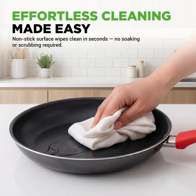 Alt view image 4 of 7 - 21-Piece Nonstick Cookware Set - PTFE/PFOA/PFOS Free Heat Resistant Lacquer Kitchen Ware Pots Pan w/ Cool-Touch Handles, Saucepan, Fry Pans, Lid, Bakeware, For Gas Electric Ceramic Cooktops
