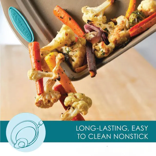 Alt view image 3 of 7 - 47578 Cucina Nonstick Bakeware Set with Grips Includes Nonstick Bread Pan, Baking Sheet, Cookie Sheet, Baking Pans, Cake Pan and Muffin Pan - 10 Piece, Latte Brown with Agave Blue Grips