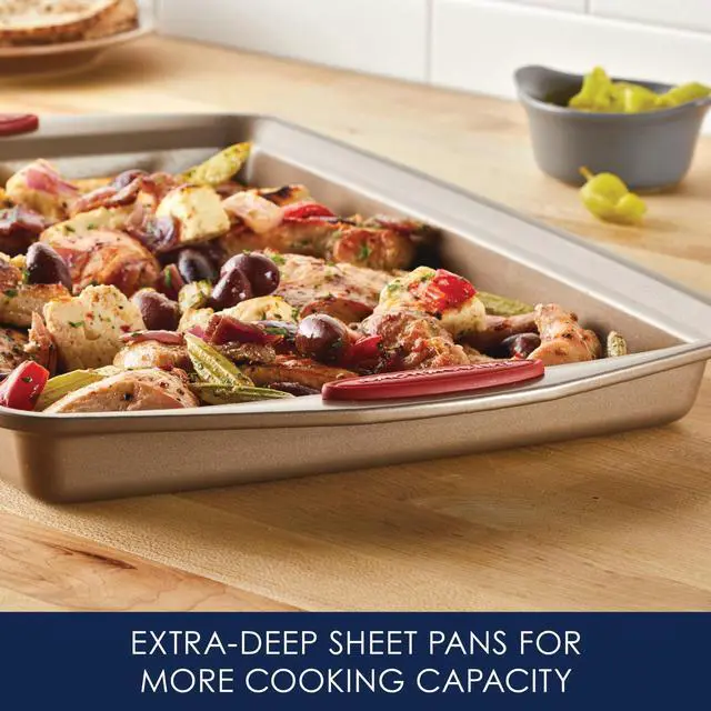 Alt view image 7 of 7 - Cucina Nonstick Bakeware Baking Pans Set, Latte Brown and Cranberry Red, Baking Dishes, 10-Piece