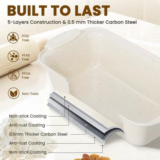 Alt view image 3 of 7 - 22 PCS Nonstick Baking Pans Set, Stackable Bakeware Sets with Silicone Handles, 450°F Oven Safe Baking Sheet Set, Easy Release Cookie Sheets for Baking, Cream