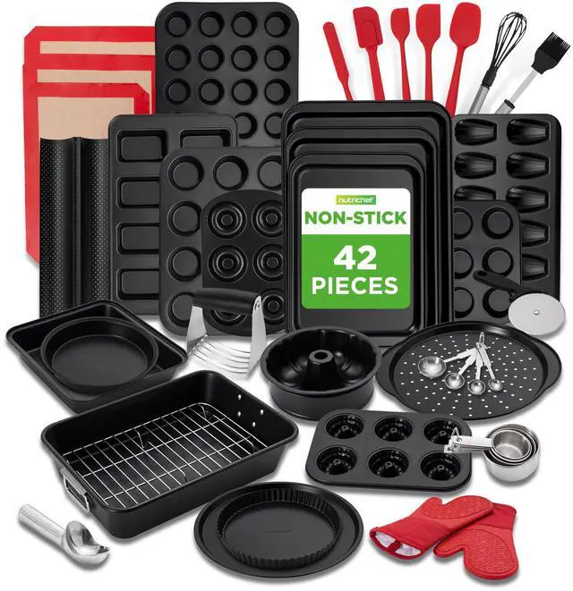 Main image of 42-Piece Ultimate Nonstick Bakeware Set - Carbon Steel Baking Pans, Everyday Baking Tools, Oven Mitts, & More - Ideal for Baking Delicious Savory & Sweet Treats - Complete Set for Bakers