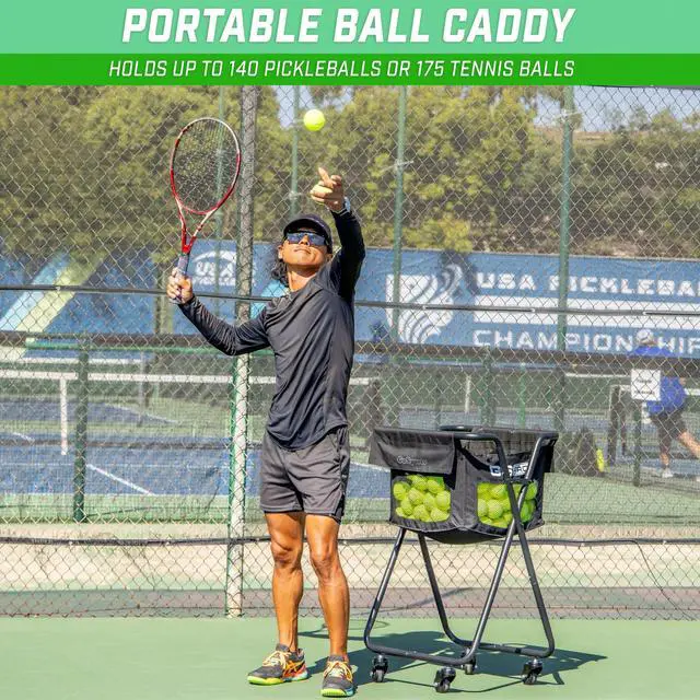 Alt view image 2 of 6 - Ball Caddy with Wheels - Portable Cart Holds 140 Pickleballs or 175 Tennis Balls