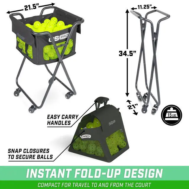 Alt view image 5 of 6 - Ball Caddy with Wheels - Portable Cart Holds 140 Pickleballs or 175 Tennis Balls
