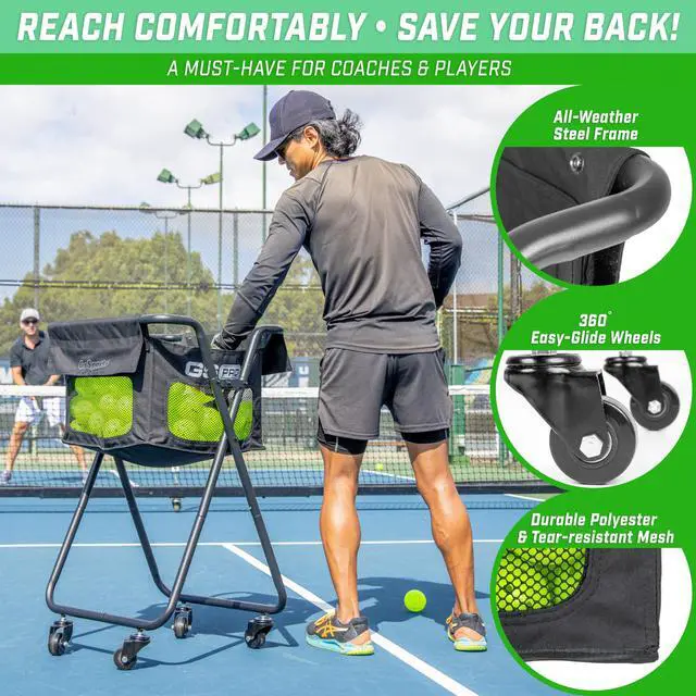 Alt view image 4 of 6 - Ball Caddy with Wheels - Portable Cart Holds 140 Pickleballs or 175 Tennis Balls