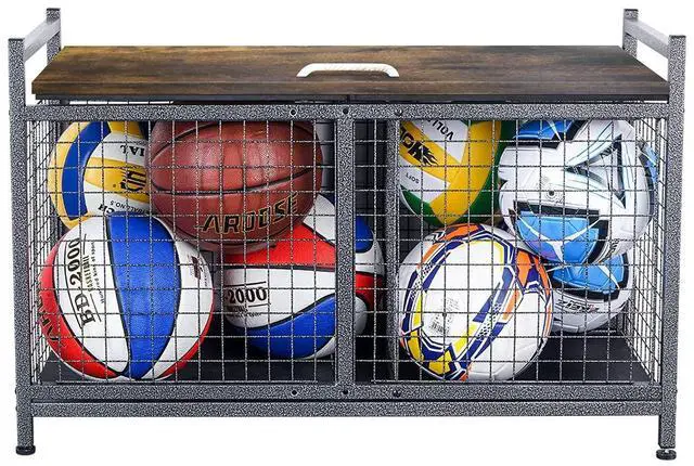 Main image of Rolling Ball Storage Cart, Sports Equipment Storage Organizer for Garage/Basement/Entryway, Ball Storage Bin with Casters (Medium)
