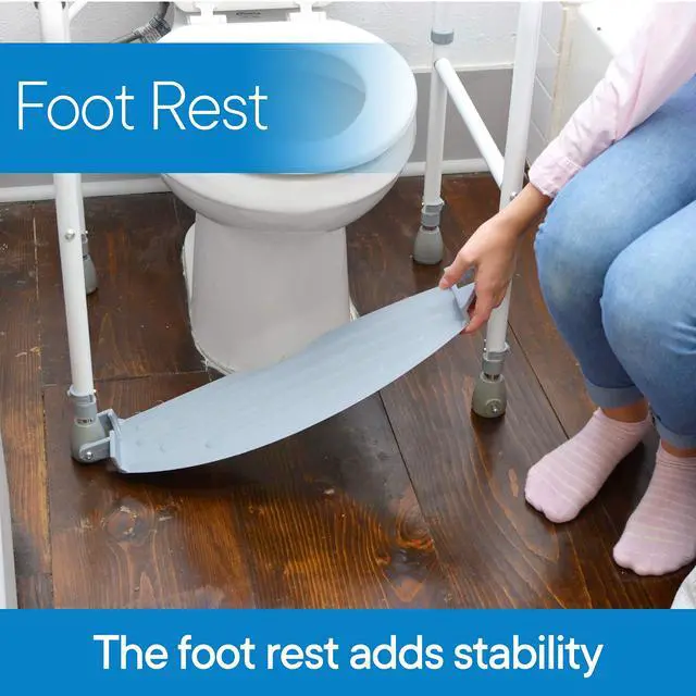 Alt view image 4 of 7 - Toilet Safety Frame & Rail - Folding & Portable Bathroom Toilet Safety Rails - Handrail Toilet Bars with Adjustable Height (White)
