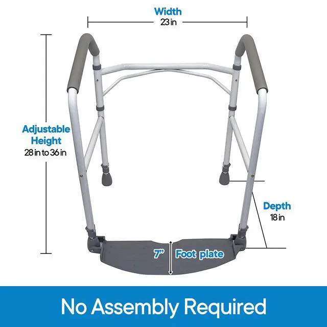 Alt view image 6 of 7 - Toilet Safety Frame & Rail - Folding & Portable Bathroom Toilet Safety Rails - Handrail Toilet Bars with Adjustable Height (White)