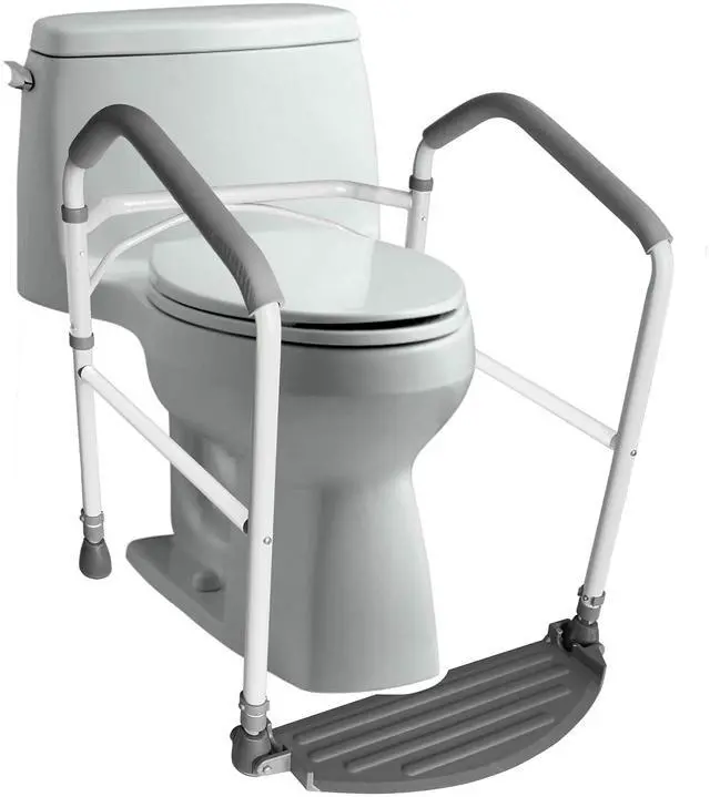 Main image of Toilet Safety Frame & Rail - Folding & Portable Bathroom Toilet Safety Rails - Handrail Toilet Bars with Adjustable Height (White)