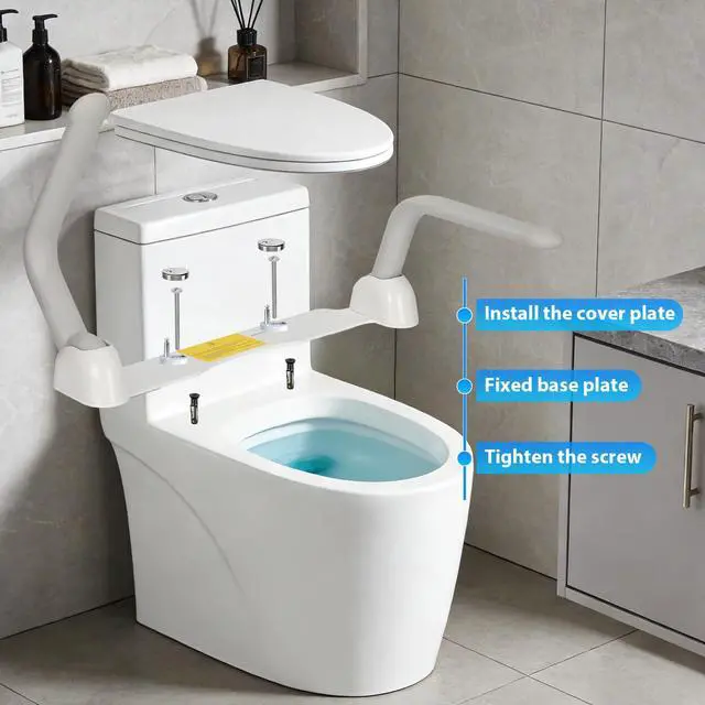 Alt view image 4 of 7 - Toilet Safety Rails for Seniors,Easy Installation & Sturdy Handicap Toilet Safety Frame,Seat Handles for Elderly Disabled or Mobility Issues