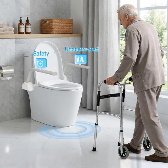 Alt view image 7 of 7 - Toilet Safety Rails for Seniors,Easy Installation & Sturdy Handicap Toilet Safety Frame,Seat Handles for Elderly Disabled or Mobility Issues