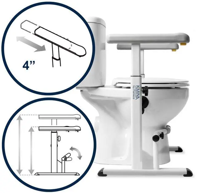 Alt view image 4 of 7 - Toilet Safety Rails (500 lb), Heavy Duty Frame with Handles, Adjustable Height and Width, Handicap Grab Bars for Seniors & Disabled