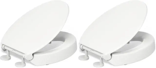 Main image of 25875-0 Hyten 3" Height, Elevated Soft Close Elongated Toilet Seat, Contoured Seat with Grip-Tight Bumpers, Quick-Attach Hardware, No Slam Toilet Seat, White (Pack of 2)