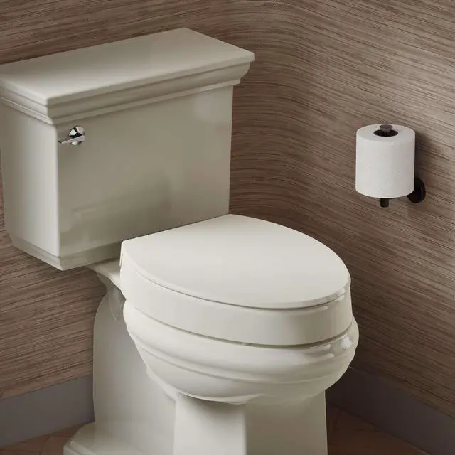 Alt view image 2 of 7 - 25875-0 Hyten 3" Height, Elevated Soft Close Elongated Toilet Seat, Contoured Seat with Grip-Tight Bumpers, Quick-Attach Hardware, No Slam Toilet Seat, White (Pack of 2)