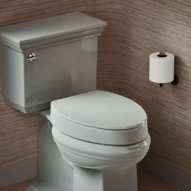 Alt view image 3 of 7 - 25875-0 Hyten 3" Height, Elevated Soft Close Elongated Toilet Seat, Contoured Seat with Grip-Tight Bumpers, Quick-Attach Hardware, No Slam Toilet Seat, White (Pack of 2)