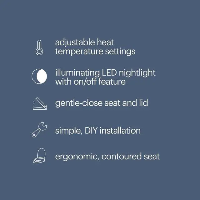 Alt view image 3 of 7 - L60-RW LumaWarm Heated Toilet Seat with Night Light, 3 Temperature Settings, Gentle Close Lid,Easy Installation,Built-In Controls,Round,White