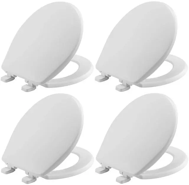 Main image of Caswell Modern Slow Close Toilet Seat, Durable Plastic Seat, Made in USA, Round, White, 4-Pack