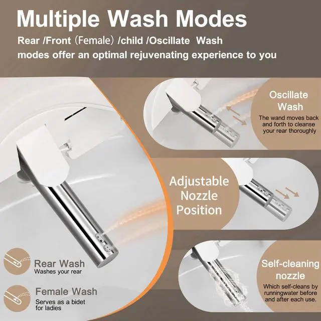 Alt view image 2 of 7 - P30B Bidet Toilet Seat - Dual Control (Side Panel & Remote), Warm Water Wash, Heated Seat, Warm Air Dryer, LED Night Light,Existing Toilets Electric Bidet Elongated Electronic Heated Smart