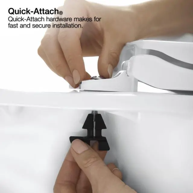Alt view image 5 of 6 - K-4636-96 Cachet Quiet Close Elongated Toilet Seat, Slow Close Lid and Seat, Grip-Tight Bumpers and Installation Hardware, Biscuit