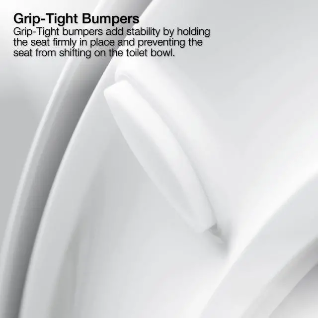 Alt view image 4 of 6 - K-4636-96 Cachet Quiet Close Elongated Toilet Seat, Slow Close Lid and Seat, Grip-Tight Bumpers and Installation Hardware, Biscuit