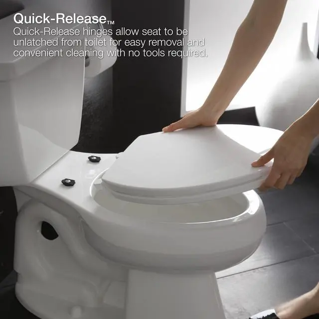 Alt view image 6 of 6 - K-4636-96 Cachet Quiet Close Elongated Toilet Seat, Slow Close Lid and Seat, Grip-Tight Bumpers and Installation Hardware, Biscuit
