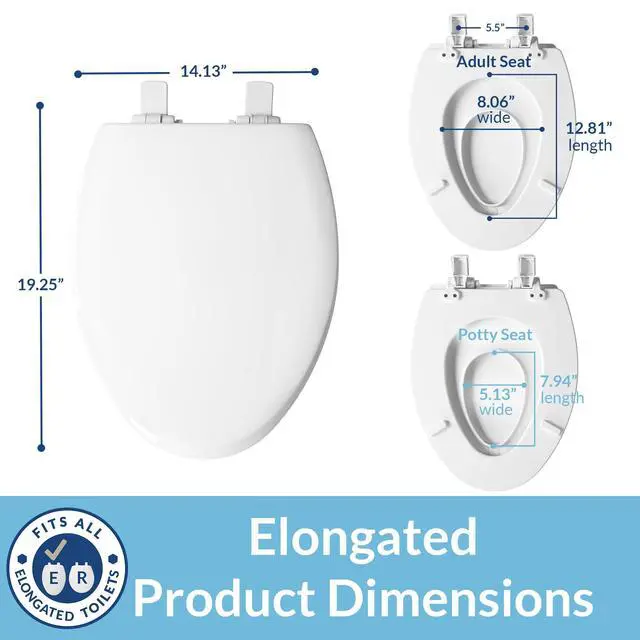 Alt view image 7 of 7 - NextStep2 Toilet Seat with Built-In Potty Training Seat, Slow-Close, Removable that will Never Loosen, Elongated, White, 2-Pack