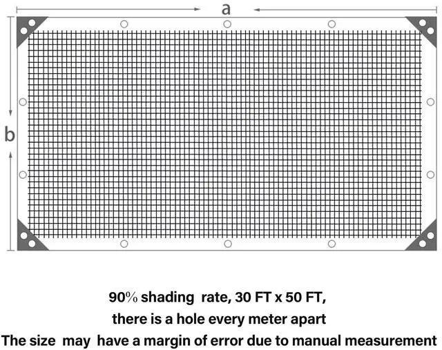 Alt view image 3 of 7 - Black Shade Cloth 90%, 30x50 FT Mesh Tarp - Garden Shade for Greenhouse, Patio, Vegetables, Plants Cover and Chicken Coops, Sunshade Net for Outdoor Protection with Reinforced Grommets