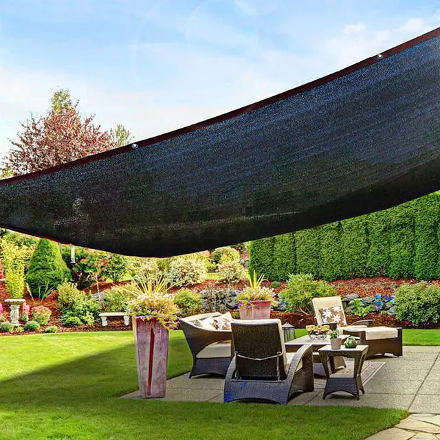 Alt view image 4 of 7 - Black Shade Cloth 90%, 30x50 FT Mesh Tarp - Garden Shade for Greenhouse, Patio, Vegetables, Plants Cover and Chicken Coops, Sunshade Net for Outdoor Protection with Reinforced Grommets