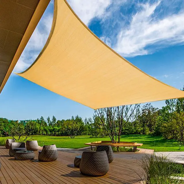 Main image of Sun Shade Sail 20'x20' Sand Rectangle UV Block Canopy Awning Shelter Fabric Cloth Screen for Outdoor Patio Garden Backyard