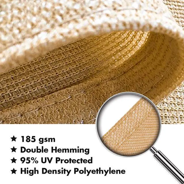 Alt view image 4 of 6 - Sun Shade Sail 20'x20' Sand Rectangle UV Block Canopy Awning Shelter Fabric Cloth Screen for Outdoor Patio Garden Backyard