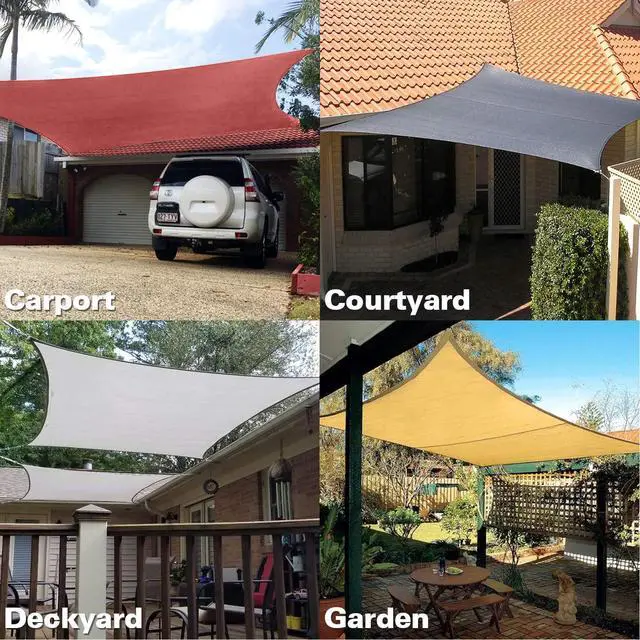 Alt view image 6 of 6 - Sun Shade Sail 20'x20' Sand Rectangle UV Block Canopy Awning Shelter Fabric Cloth Screen for Outdoor Patio Garden Backyard