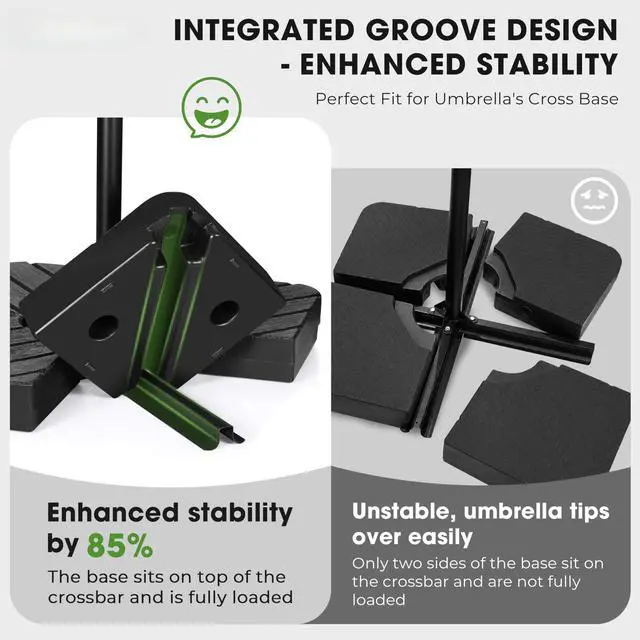 Alt view image 3 of 7 - Patio Offset Umbrella Base Stand, 180 LBS Sand Filled Outdoor Base Heavy-Duty for Cantilever Umbrellas, Large Easy-Fill Spouts for Water & Sand Filling