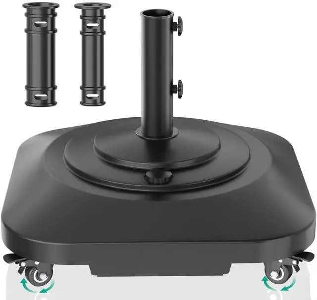 Main image of Umbrella Base with 5 Wheels, Upgraded 145lb Umbrella Stand Base, Heavy Duty & Windproof, Fillable Umbrella Base Mobile Umbrella Outdoor for Patio, Deck, Poolside, Lawn, Fits Most Sized Umbrellas