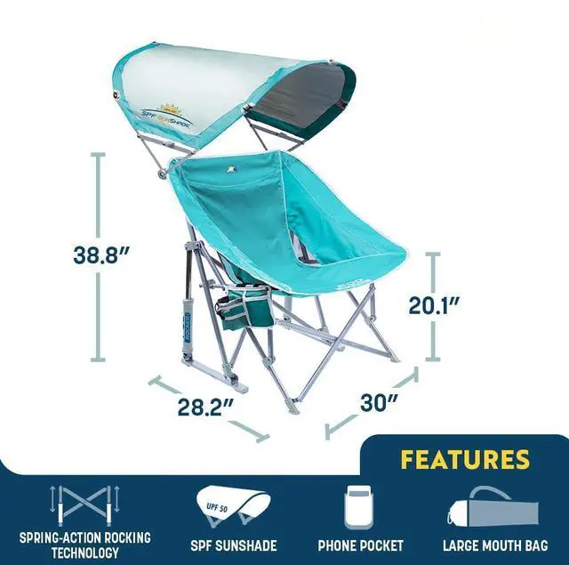 Alt view image 3 of 5 - Waterside Pod Rocker Outdoor Rocking Chair with Sunshade Canopy