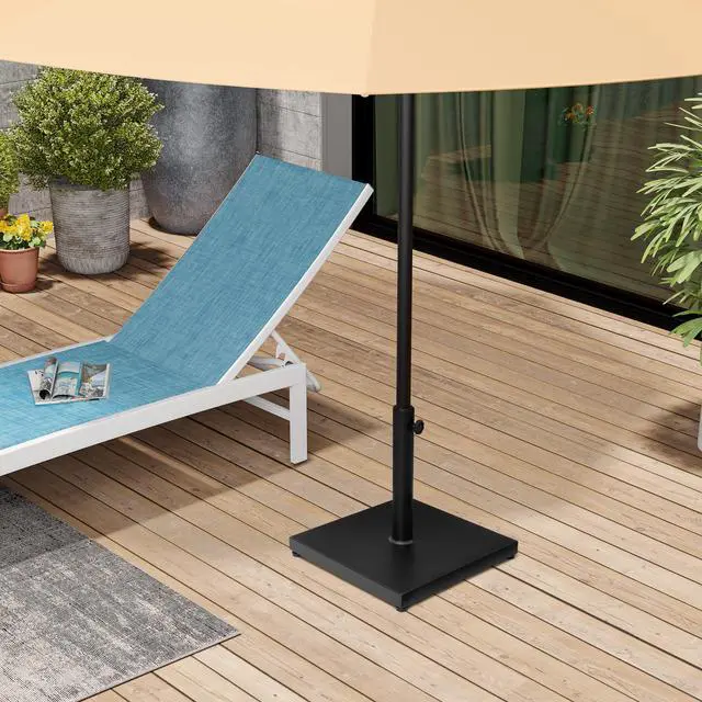 Alt view image 7 of 7 - 43lb Patio Umbrella Base Stand, Outdoor Square Concrete Stand Heavy Duty Market Umbrella Pole Holder, Black