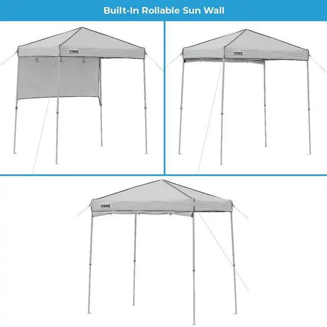 Alt view image 3 of 7 - Instant Straight Leg Canopy Tent with Adjustable Sun Wall, 6 ft x 4 ft , Gray