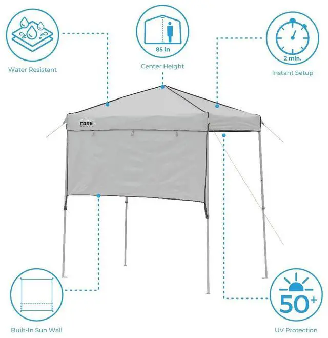 Alt view image 4 of 7 - Instant Straight Leg Canopy Tent with Adjustable Sun Wall, 6 ft x 4 ft , Gray