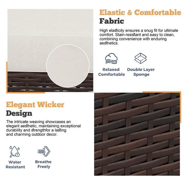 Alt view image 3 of 5 - 3 Pieces Patio Furniture Set, PE Rattan Wicker 3 Pcs Patio Set, Outdoor Furniture Set with Two Outdoor Chairs and Table, Conversation Set for Garden, Poolside, Balcony, and Porch(Beige)