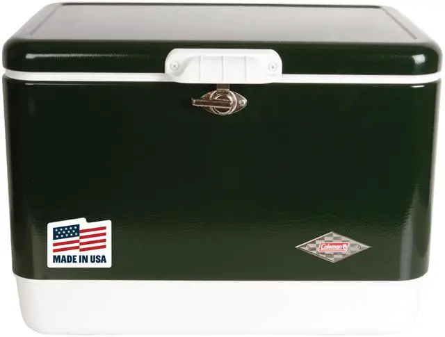 Main image of Vintage 54qt Steel Belted Cooler, Keeps Ice Up to 4 Days, 85-Can Capacity Hard Cooler with Drain & Have-A-Seat Lid
