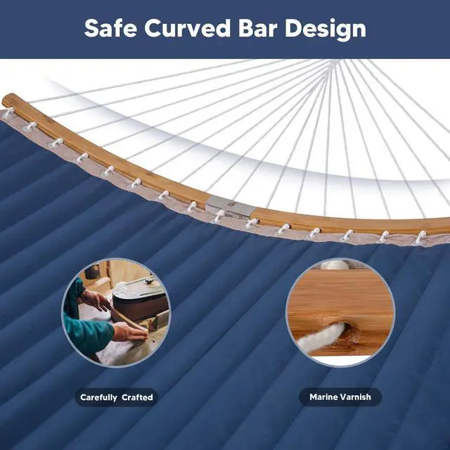 Alt view image 4 of 7 - Portable Outdoor Hammock with Stand, Heavy Duty Hammock with Carrying Bag, Soft Pillow, Balance Ropes, Dark Blue