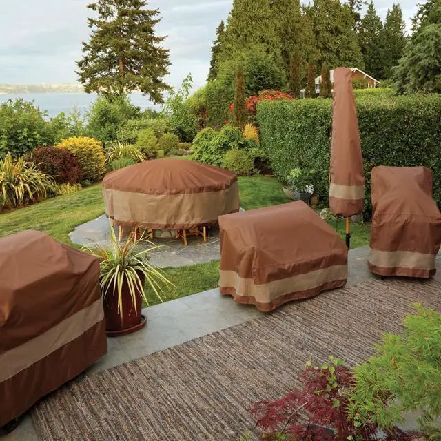 Alt view image 6 of 7 - Ultimate Water-Resistant 96 Inch Round Patio Table & Chair Set Cover, Outdoor Table Cover