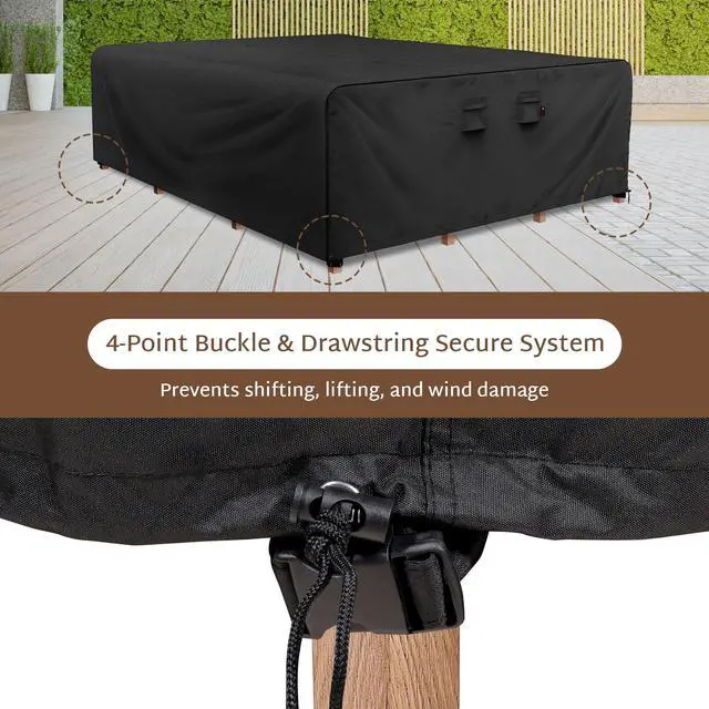 Alt view image 3 of 6 - Outdoor Patio Furniture Set Covers 180 x 96 inch Waterproof Weatherproof Rectangular Cover, Heavy Duty 600D for Outside Extra Large Dining Table and Chairs