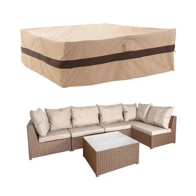 Alt view image 6 of 7 - XL Waterproof Patio Furniture Set Cover, 126x84x31, Beige & Coffee