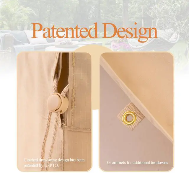 Alt view image 3 of 7 - Extra Large Patio Furniture Set Cover, 180W x 96D x 36H, Beige