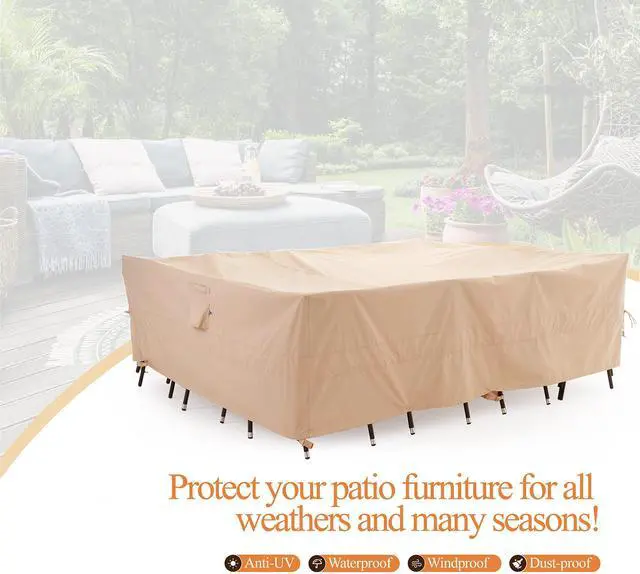 Alt view image 6 of 7 - Extra Large Patio Furniture Set Cover, 180W x 96D x 36H, Beige