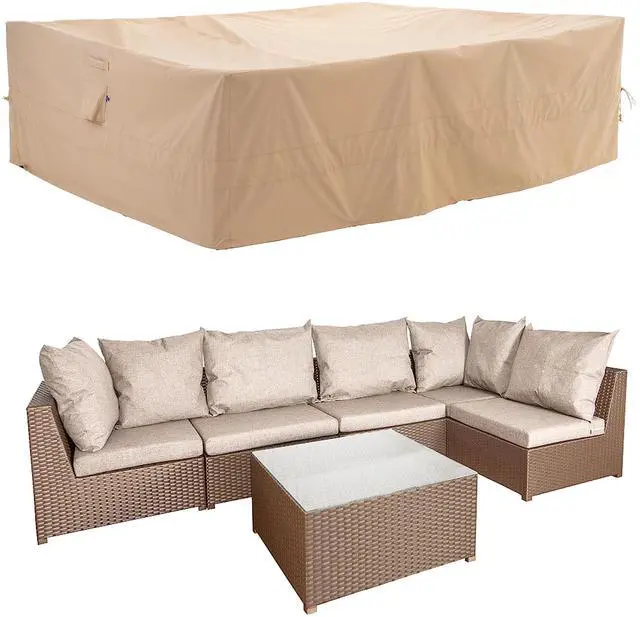 Alt view image 7 of 7 - Extra Large Patio Furniture Set Cover, 180W x 96D x 36H, Beige