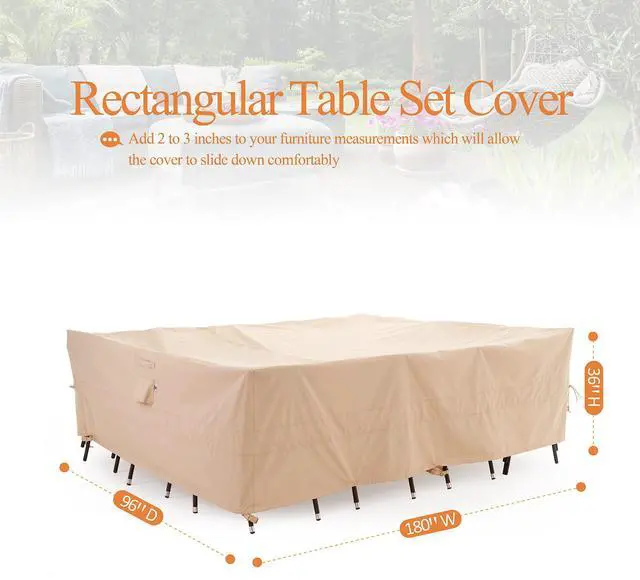 Alt view image 5 of 7 - Extra Large Patio Furniture Set Cover, 180W x 96D x 36H, Beige