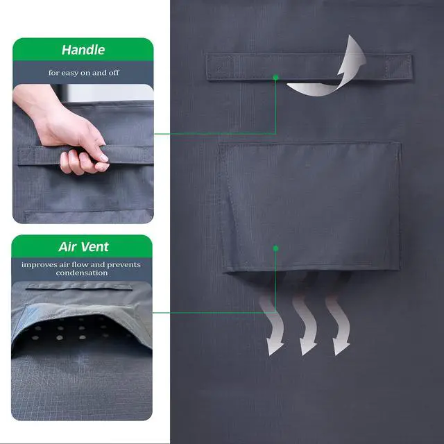 Alt view image 5 of 6 - Extra Large Patio Furniture Cover, Grey, 140"W x 86"D x 30.5"H