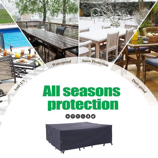 Alt view image 6 of 6 - Extra Large Patio Furniture Cover, Grey, 140"W x 86"D x 30.5"H