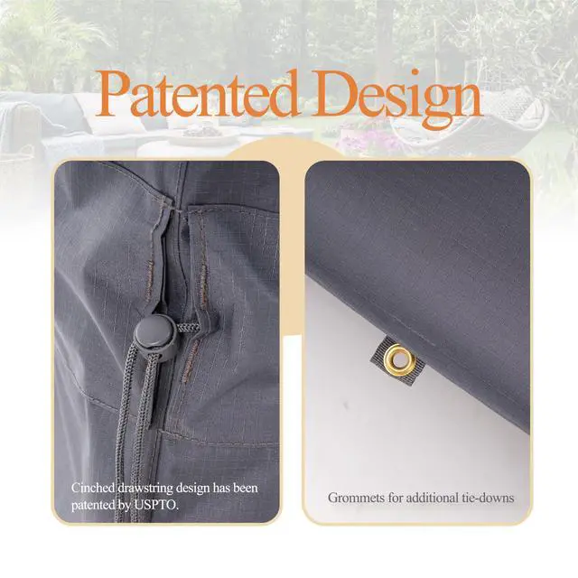 Alt view image 4 of 7 - Extra Large Waterproof Patio Furniture Set Cover, 180x96x36, Grey
