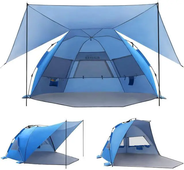 Main image of CumbreX Beach Tent with 360° Removable Canopy, 4-6 Person Pop Up Sun Shade Shelter, UPF 50+ Automated Installation Double Silver Coating Portable Lightweight Beach Cabana for Beach/Outdoor